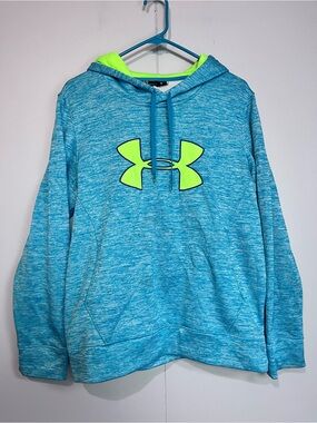 Under Armour Loose-Fit Hoodie – Blue/Neon Green. Large